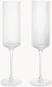Mondgeblazen champagneglazen Ripple, 2-delig