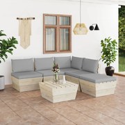 vidaXL 6-delige Loungeset met kussens pallet vurenhout