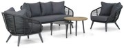 Stoel en Bank Loungeset 4 personen Aluminium/wicker Zwart  Coco Coco Leonardo