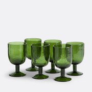 Set van 6 glazen op voet in bubbelglas, Faraji