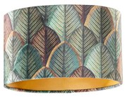 Velours lampenkap blad dessin met gouden binnenkant ovaal 25/16/15