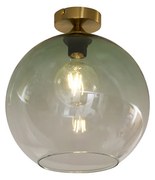 Art Deco plafondlamp messing met groen glas - Sandra Art Deco E27 bol / globe / rond Binnenverlichting Lamp