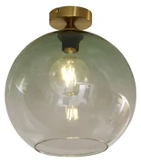 Art Deco plafondlamp messing met groen glas - Sandra Art Deco E27 bol / globe / rond Binnenverlichting Lamp