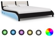 vidaXL Bedframe met LED kunstleer zwart en wit 160x200 cm