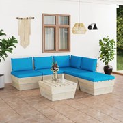 vidaXL 6-delige Loungeset met kussens pallet vurenhout