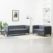 vidaXL Bankstel Chesterfield-stijl stoffen bekleding grijs 2-delig