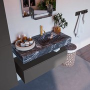 Mondiaz Alan DLux badmeubel 100cm dark grey 1 lade met wastafel lava rechts 1 kraangat