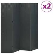 vidaXL Kamerschermen 2 st met 4 panelen 160x180 cm staal antraciet