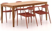 Diningset Manifesto  | 4 personen teakhout | Tuinset stapelbaar | 5-delig | Kees Smit Tuinmeubelen