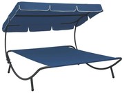 vidaXL Loungebed met luifel blauw