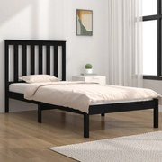 vidaXL Bedframe massief grenenhout zwart 75x190 cm 2FT6 Small Single