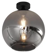 Art Deco plafondlamp zwart met smoke glas - Sandra Art Deco E27 bol / globe / rond Binnenverlichting Lamp