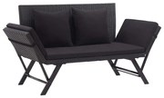 vidaXL Tuinbank met kussens 176 cm poly rattan zwart