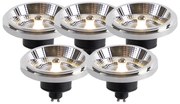 Set van 5 LED lampen AR111 GU10 12W 2000K-3000K dim to warm