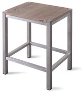 Looox Wood collection douche stool 35x30x45 met frame RVS geborsteld eiken RVS geborsteld WSTOOLRVS