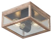 Buitenlamp Industriële plafondlamp hout print IP44 2-lichts - Charlois Industriele / Industrie / Industrial E27 IP44 Buitenverlichting vierkant