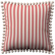 Dekoria Kussenhoes Wera met pompons, rood-ecru  45 x 45 cm