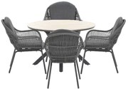 Garden Impressions Yima tuinset 5-delig licht grijs - Tulli tuintafel bruin Ø122 cm
