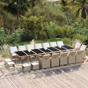 vidaXL 19-delige Tuinset met kussens poly rattan beige