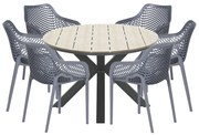 Garden Impressions Air XL tuinset 7-delig donker grijs - Tulli tuintafel ovaal 220x115 cm light teak look
