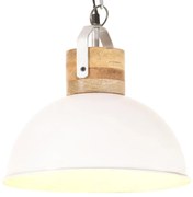 vidaXL Hanglamp industrieel rond E27 32 cm massief mangohout wit