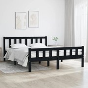 vidaXL Bedframe massief hout zwart 120x190 cm 4FT Small Double