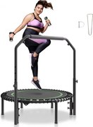 VEVOR Opvouwbare Mini Trampoline Fitness Rebounder 1027 mm, 150 kg Laadvermogen Trainingstrampoline, Rebounder Sporttrampoline Mini Trampoline Tuintrampoline met 4-niveau hoogteverstelbare schuimrubberen handgreep