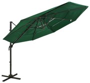 vidaXL Parasol 4-laags met aluminium paal 3x3 m groen