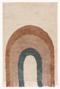 Handgetuft kindervloerkleed Rainbow van wol met franjes