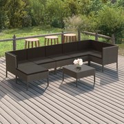 vidaXL 8-delige Loungeset met kussens poly rattan grijs