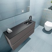 Mondiaz Ada 100cm toiletmeubel dark grey met wastafel urban rechts 1 kraangat