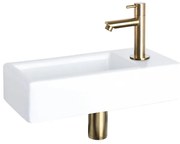 Differnz Hura fonteinset - 37.5x18.5x9cm - Rechthoek - 1 kraangat - Goud mat rechte kraan - Keramiek Wit 38.005.20