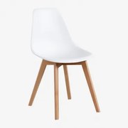Set Van 4 Eetkamerstoelen In Polypropyleen En Beukenhout Scand Nordic Wit - Sklum