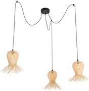 Oosterse buiten hanglamp bamboe 3-lichts IP44 - CarlosOosters E27 IP44 Buitenverlichting rond