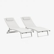 Set Van 2 Verstelbare Aluminium Ligstoelen Met Dulem-kussen Gardenia Wit - Sklum