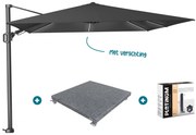 Platinum Challenger Zweefparasol T2 Premium Glow 3x3 m. - Faded Black met voet en hoes