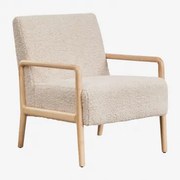 Pakket Van 2 Maylene Rubberhouten Fauteuils Chenille Crème Beige - Sklum