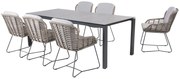 4 Seasons Outdoor Lugano dining set pure met Goa tafel HPL blad dark grey 220 x 95 cm * Sale *  Tuinset    antraciet weerbestendig