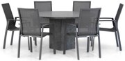 Tuinset Ronde Tuintafel 6 personen 140 cm Aluminium/textileen Grijs Lifestyle Garden Furniture Ultimate/Graniet