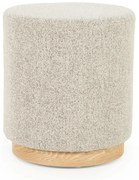 Eleonora Avah Ronde Poef Taupe Met Eiken Rand