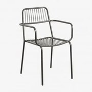 Set Van 2 Elton Stapelbare Tuinstoelen Met Armleuningen Zwarte Koolstof - Sklum