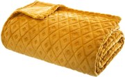Atmosphera Plaid / Bankdeken Monnet 180x230 cm - Okergeel - Polyester Fleece - Ruitmotief