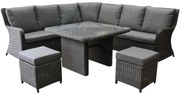 Bilbao premium dining hoek loungeset 6 delig antraciet wicker