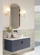 Muebles Ezra badmeubel ribbelfront 100cm marine blauw met wit toppaneel zonder waskom