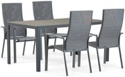 Tuinset 4 personen 160 cm Aluminium/textileen Grijs Hartman Sitges/Solare