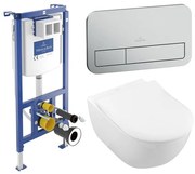 Villeroy & Boch Subway 2.0 pack wandcloset - directflush - diepspoel - slimseat zitting softclose & quickrelease - met inbouwreservoir - bedieningsplaat edelmat - wit 92242700 / 92249069 / 5614R201