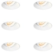 Set van 6 Moderne inbouwspot wit GU10 rond trimless - Oneon