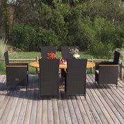 vidaXL 7-delige Tuinset poly rattan zwart