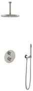 Hotbath Buddy IBS Regendoucheset - 15cm plafondarm - 30cm ronde hoofddouche - staafhanddouche - geborsteld nikkel IBS1AGN25