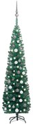 vidaXL Kunstkerstboom met LED's en kerstballen smal 180 cm groen